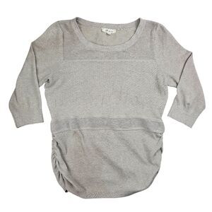 All At Once Mid Sleeve Scrunched Sides Knit Sweater Beige Women's Size XL